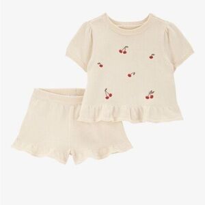 Carter's Cream Knit Baby Set with Cherry Design